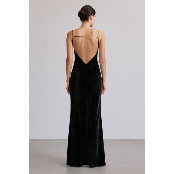JASON WU Velvet Open Back Maxi Dress Black NWOT Sz 4 - Picture 1 of 5